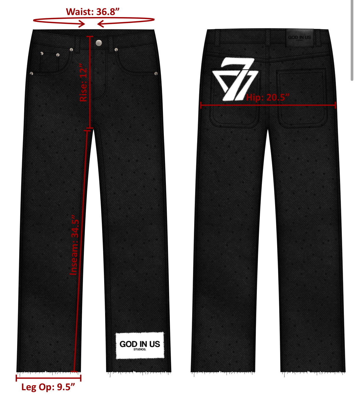 “Noir Stone” Rhinetone Denim Jeans
