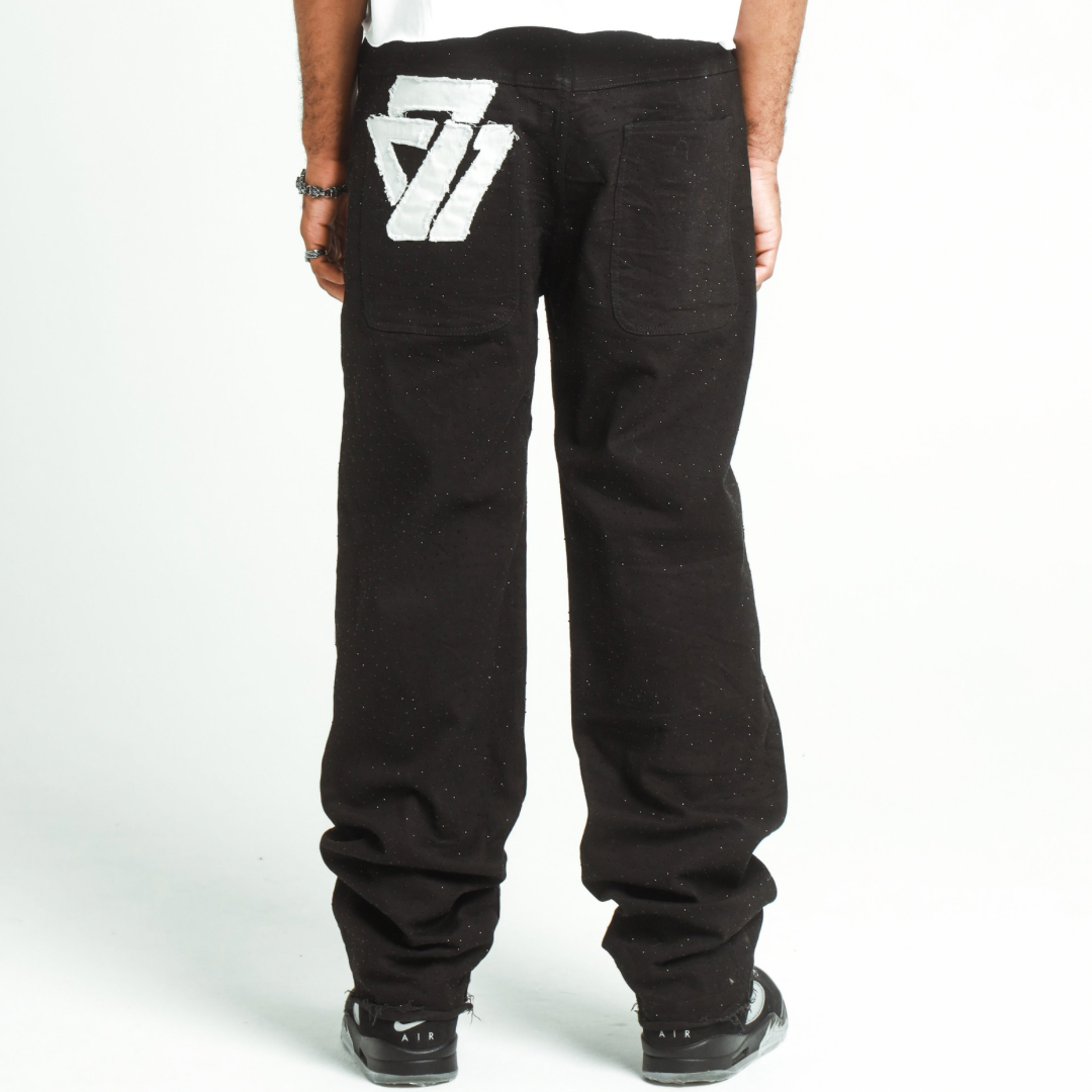 “Noir Stone” Rhinetone Denim Jeans