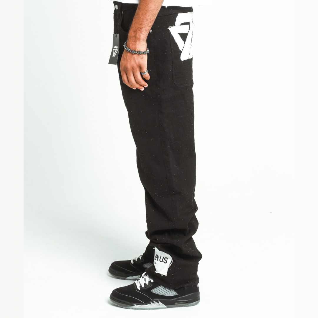 “Noir Stone” Rhinetone Denim Jeans