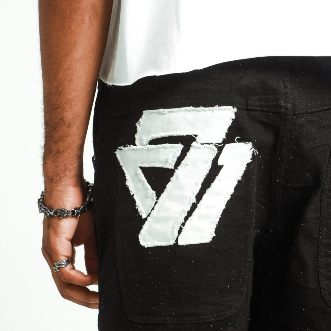 “Noir Stone” Rhinetone Denim Jeans